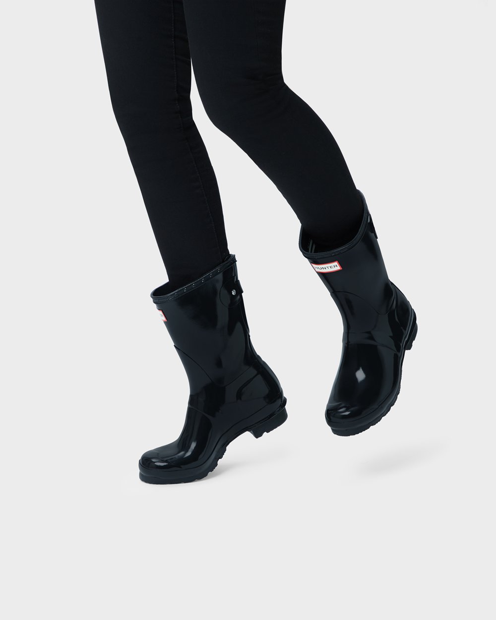 Botas De Cortas Original Back Adjustable Gloss Hunter Mujer - Negros - 472190CDW